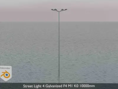 Street Light 4 Galvanized F4 M1 K0 10000mm  Low-poly 3D model