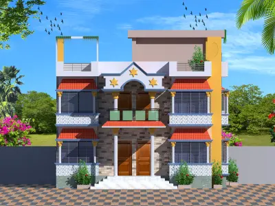 Modern Duplex House 3D Model   3D model