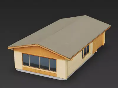 Mid-Century Modern American Ranch House 3D Model Low-poly 3D model