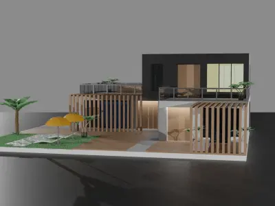 Low Poly Summer House  Low-poly 3D model