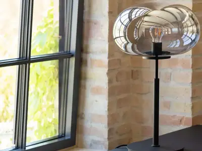 Modern Smoked Glass Table Lamp  Low-poly 3D model