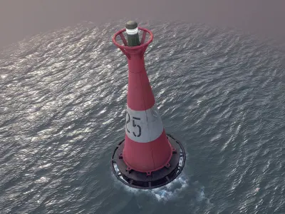 Buoy River RB-6-01 Right Turn Mark Low-poly 3D model