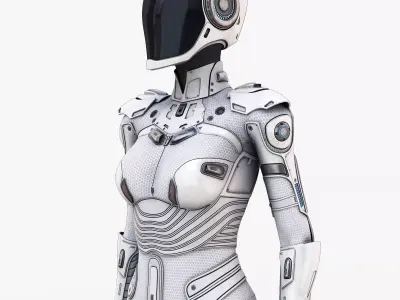 White Female Cyborg 3D model