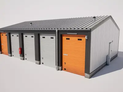 Industrial Storage Garage Building Low-poly 3D model