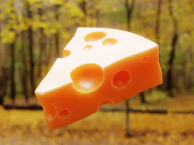 Realistic Swiss Cheese Slice - Procedural 3D Model 3D model