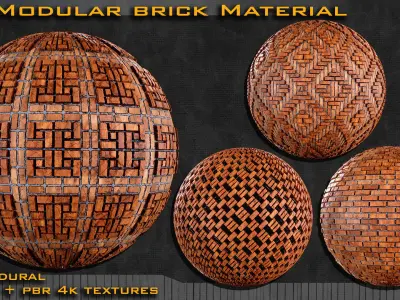 20 Modular brick Material Sbsar  4k texture maps Texture
