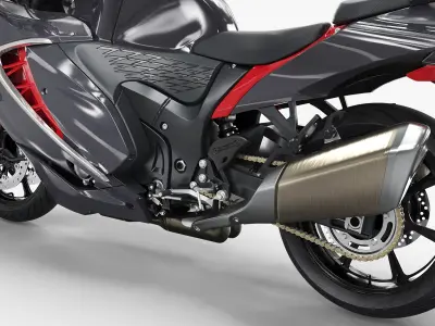  Suzuki Hayabusa GSX-1300R Inline-Four Sportbike Black Red Rigged 