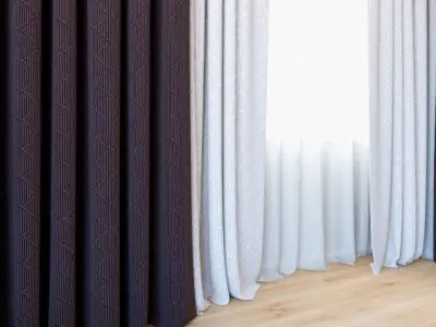 Curtains 31 Curtains with Tulle 3D model