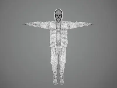 Hip Hop Man Rigged 3D Modle Low-poly 3D model