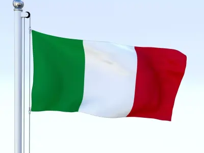 Animated Italy Flag Low-poly 3D model
