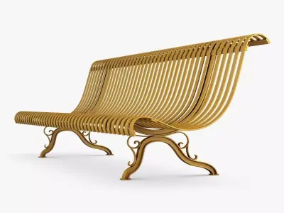 Bench v 1 golden metal 3D model