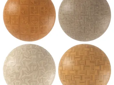Parquet - Laminate - Wooden floor 4 in 1 3D model 33