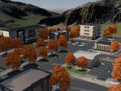 Autumn Retail Park 3D model