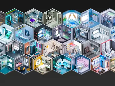 Sci-Fi Rooms Low-poly 3D model