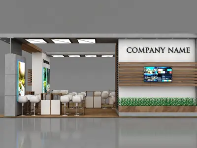 Booth Exhibition Stand Stall 10x10m Height 400 cm 4 Side Open 3D model