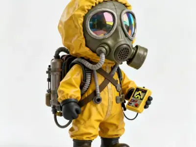 Post-Apocalyptic Hazmat Survivor Chibi 3D Model Low-poly 3D model