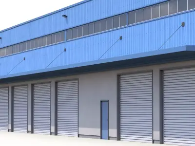 Blue Industrial Building 31 PBR Low-poly 3D model