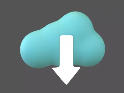 Cloud Download Icon v1 009 Low-poly 3D model