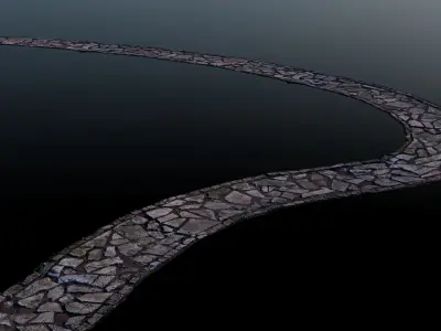 Flagstone Footpath - Tileable Spline-Ready Mesh Low-poly 3D model