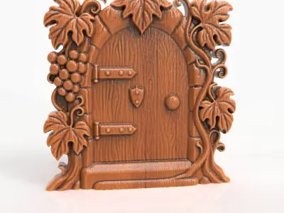 Grapevine Fairy Door Gnome Door Whimsical Vine Carving 3D print model