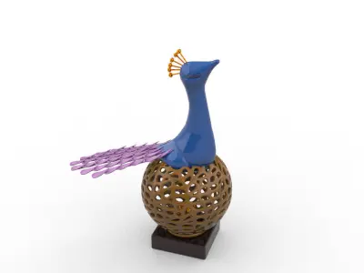 Table Lamp with Peacock 3D model