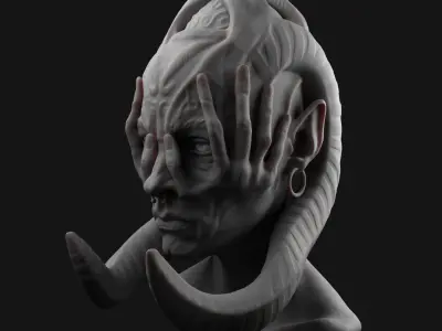 creature head sculpture 3D print model