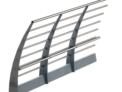 Metal bridge deck fencing of the embankment 3D model