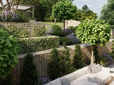 3D Exterior Scene 3D model design garden and landscape 3D 3D model