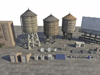 Roof Props Collection Low-poly 3D model