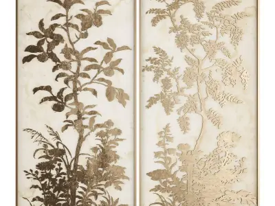 Pictures885 pair of sliding doors Low-poly 3D model