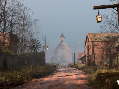 Abandoned Village Environment Low-poly 3D model