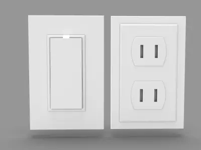 Wall Switch and Plug Socket Low-poly 3D model