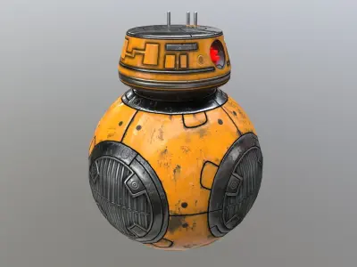Star Wars BB-9E Robot Droid Yellow Low-poly 3D model