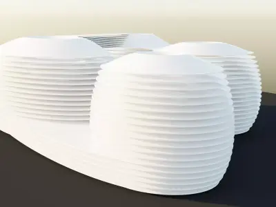 Galaxy Soho Building by Zaha Hadid Low-poly 3D model