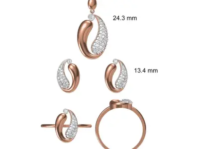 Light wt Ring Earrings Pendant set stl jcd 1-render details 3D print model 45