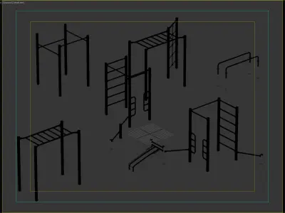 Outdoor Calisthenics Workout Stations Set 3D model