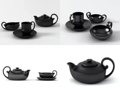 Storia set of bowls with handles 3D model