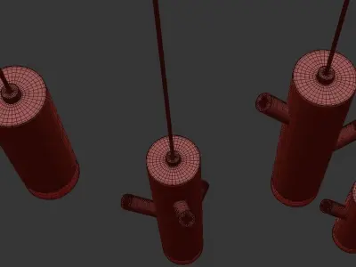 askum three wooden pendant lights hanging 3D model