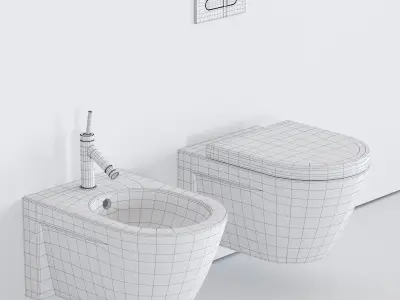 Duravit Starck 2 Wall-hung WC Low-poly 3D model