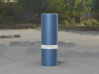 Low-Poly Blue Light Column 5 - Street Light Set-9 Low-poly 3D model