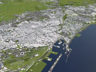 Barcelona 50x50km City Map Model 3D model