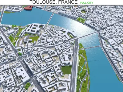 Toulouse France 30km Low-poly 3D model