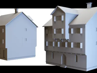 4 Medieval House- Base Meshes 3D model