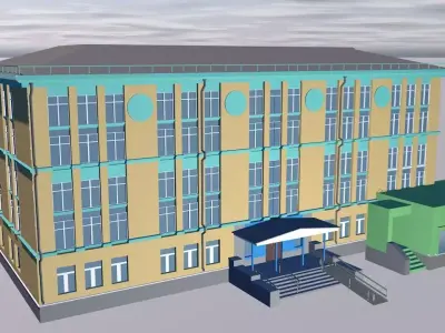 School building Low-poly 3D model order