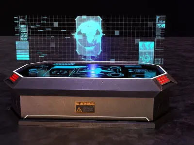 Scifi Console Desk Holographic  Low-poly 3D model