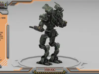 Havoc BattleMech Low-poly 3D model