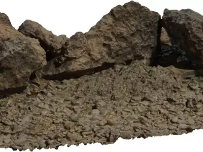 Rocky Ground Slice Low-poly 3D model