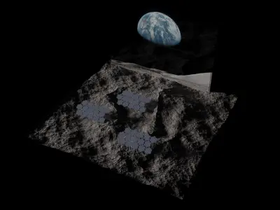 Moon surface with hexagonal solar cells v1 3D model
