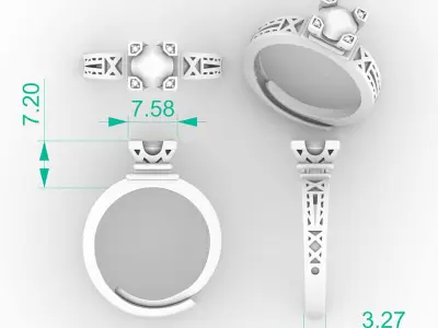 Ultimate Eiffel Tower 1ct Diamond Ring 3D print model