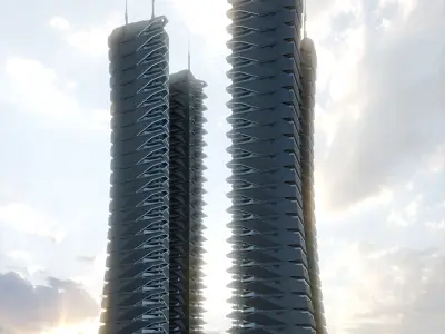 Futuristic sci-fi skyscraper building 3D model